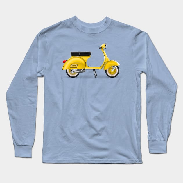 Classic motorcycle scooter in yellow Long Sleeve T-Shirt by ojovago